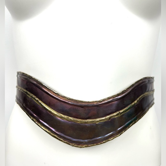 Vintage Handmade Brutalist Hammered Metal Copper Belt - Picture 2 of 16
